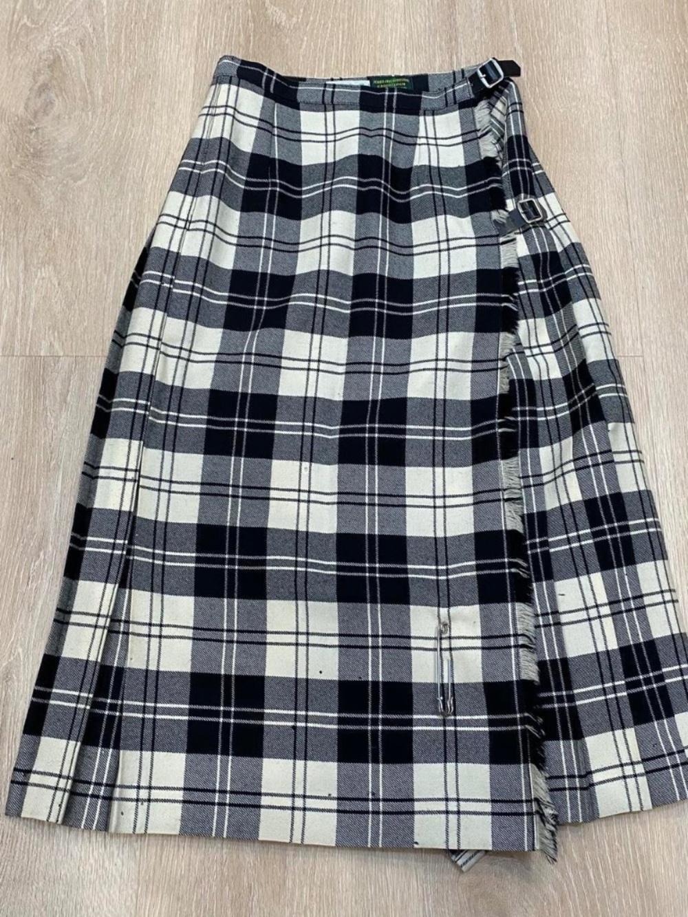 Pure New Wool Kilt Skirt Women's John Morrison Scotland Knitwear Plaid Vintage